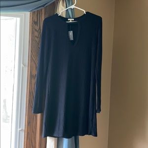 high neck line black dress!